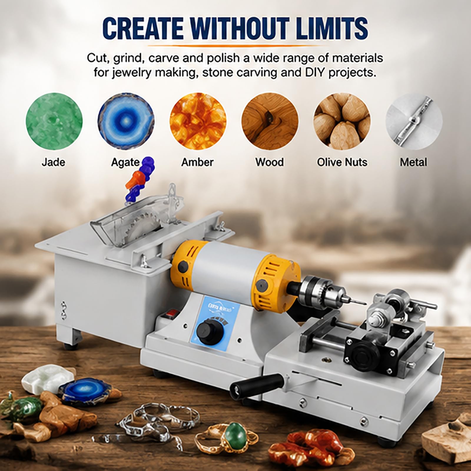 Mini machine à scier les pierres pour bijoux, découpe, meulage, polissage, perçage
