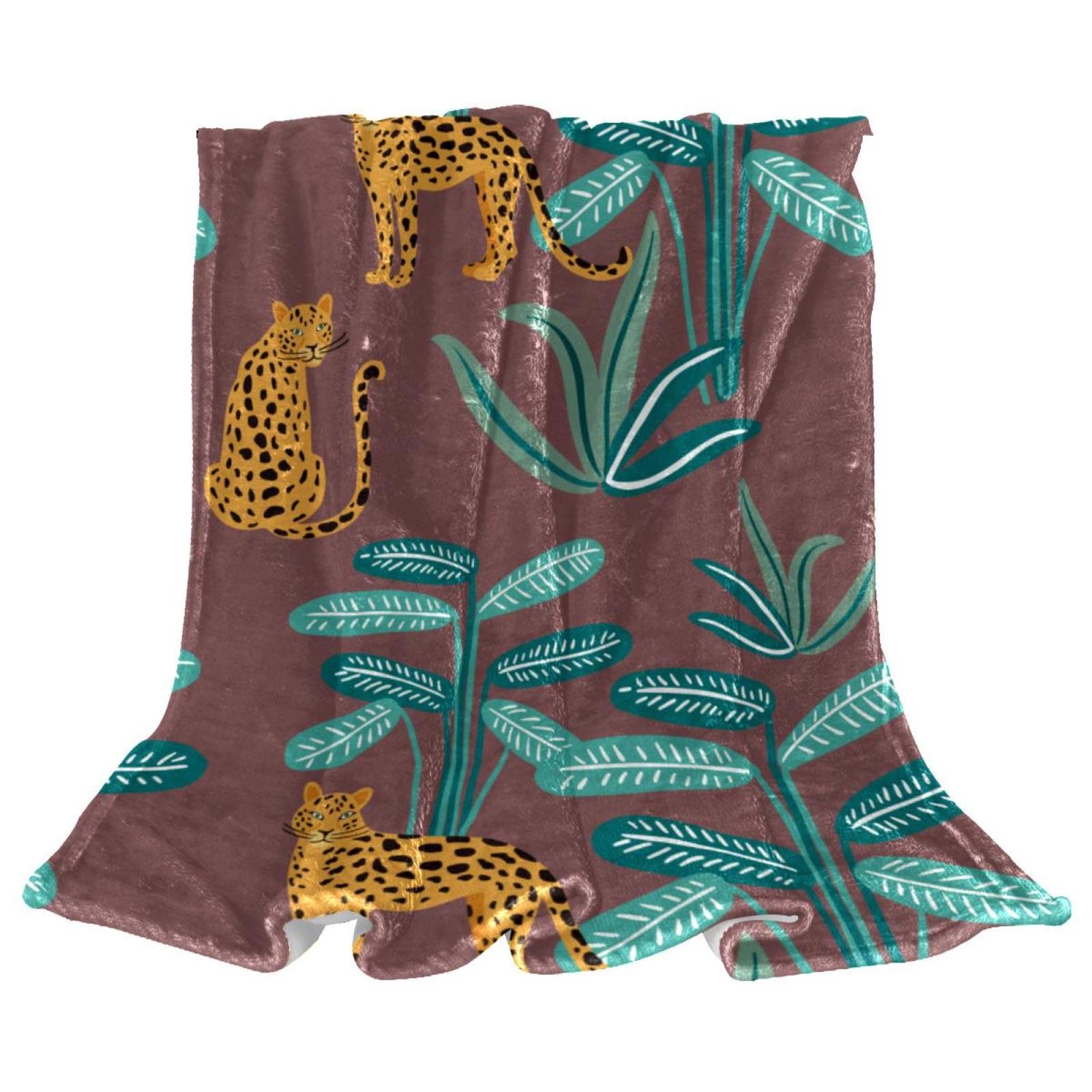 Couverture polaire anti-froid motif léopard pour lit et canapé
