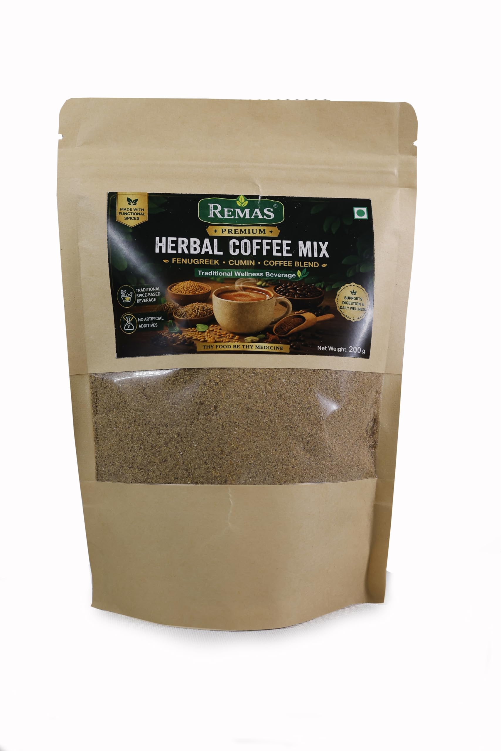 Remas Herbal Coffee Mix | Traditional Spice Coffee Blend | With Methi, Cumin, Coriander & Ginger | Instant Herbal Beverage | No Artificial Additives | 200 g-image-10
