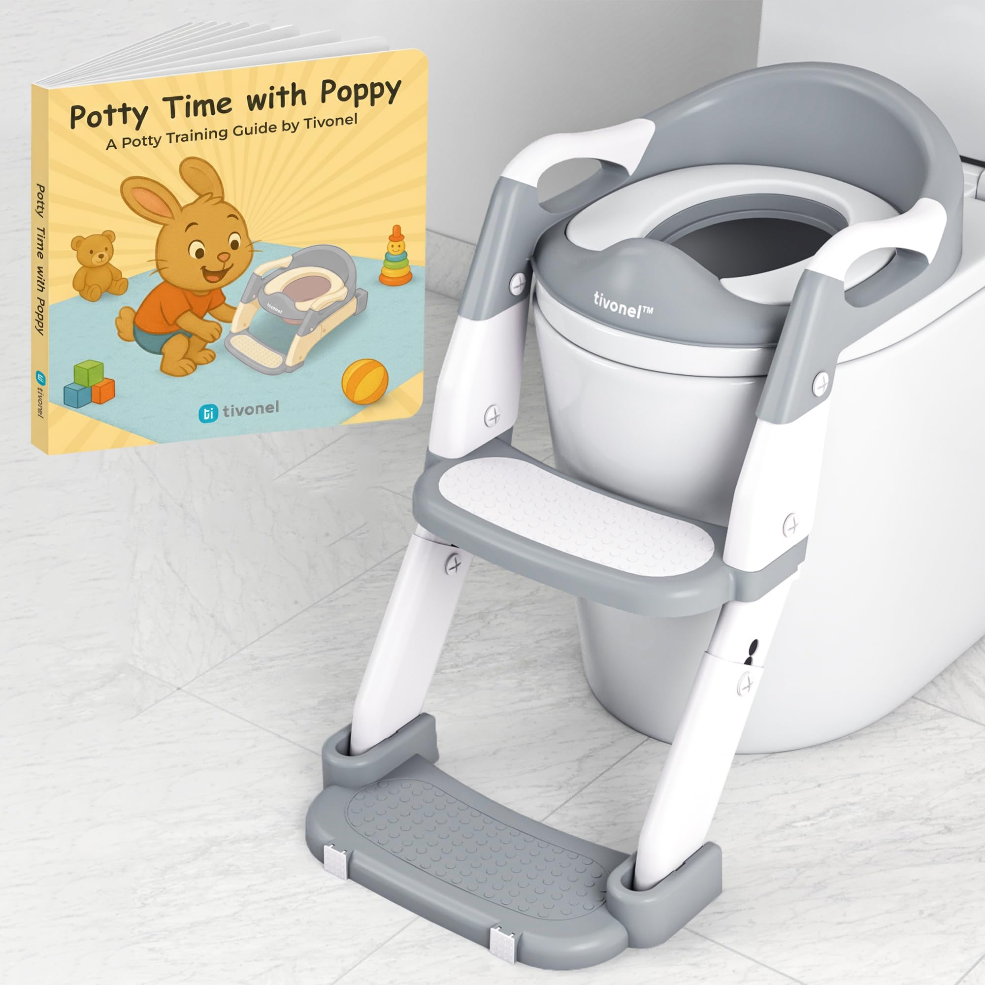 3-in-1 Toddler Potty Training Toilet Seat with Ladder Foldable Toilet Potty Training Seat with Step Stool Ladder 5-Level