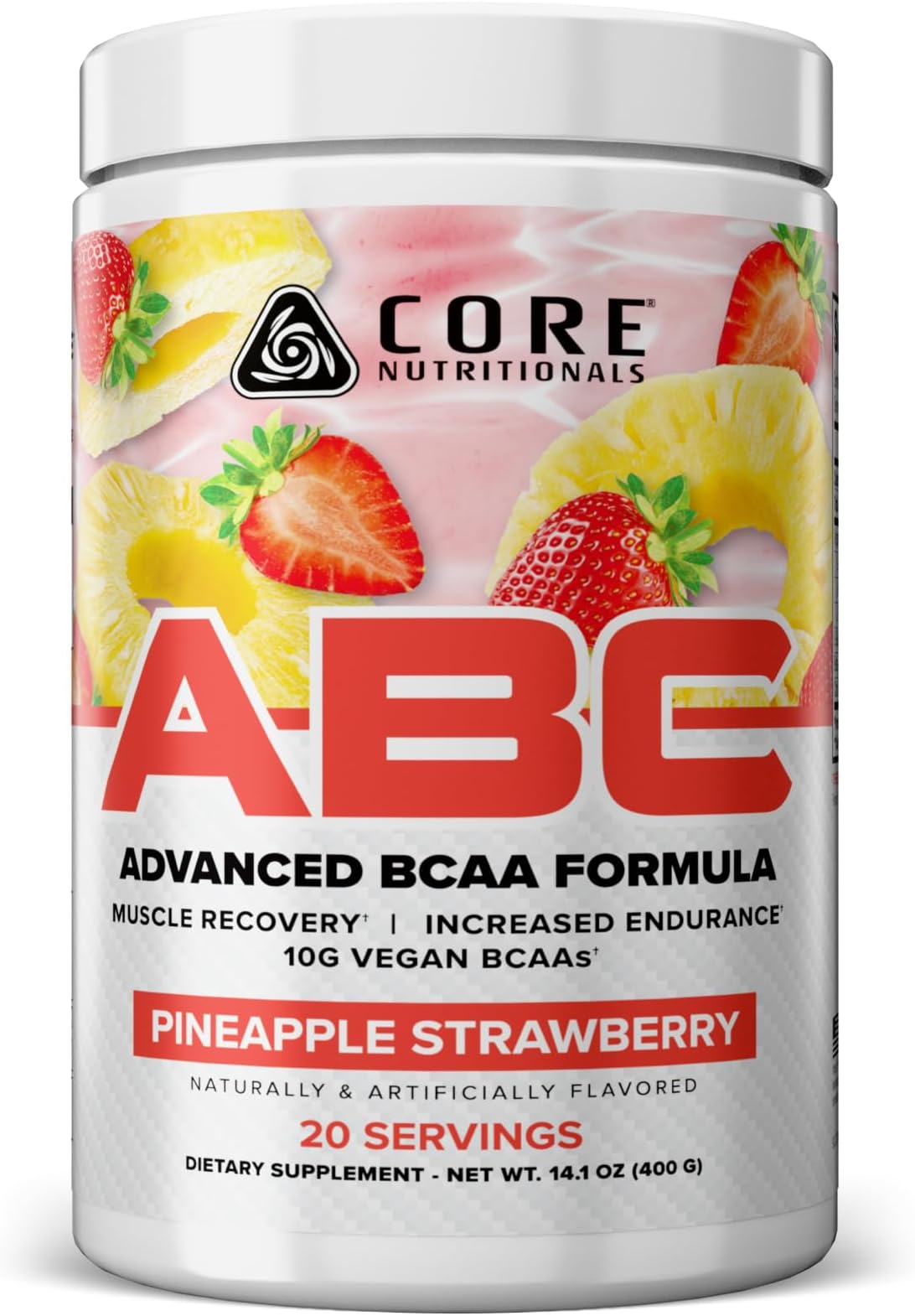 Core Nutritionals ABC Advanced BCAA Supplement | Amino Acid Recovery Blend | with Glutamine, Beta Alanine, Citrulline Malate | 20 Servings (Pineapple Strawberry)