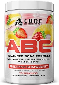 Core Nutritionals ABC Advanced BCAA Supplement | Amino Acid Recovery Blend | with Glutamine, Beta Alanine, Citrulline Malate | 20 Servings Pineapple Strawberry