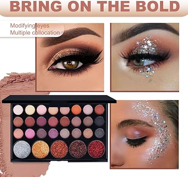 RoseFlower Professional Makeup Set, Essential Make up Starter Set Make-up Gift Sets Makeup Kit with 29 Colors Matte Glitter Eyeshadow Palette Makeup Brush Set Eyebrow Pencil Eyeliner Mascara