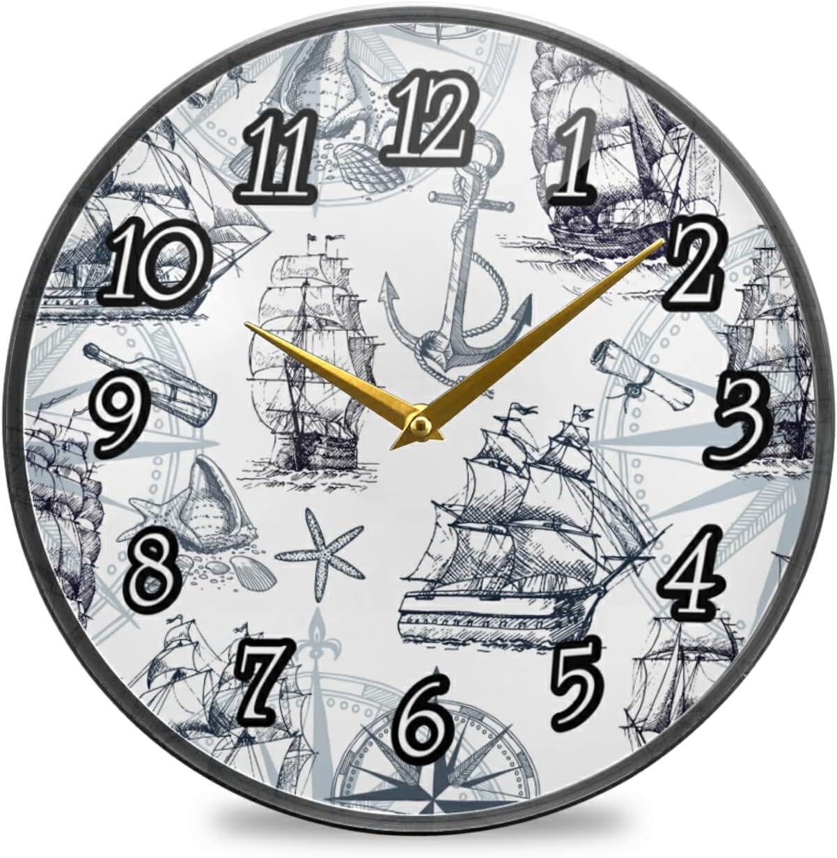 Oyihfvs Marine Sailboats, Compass, Anchor, Sea Shells in