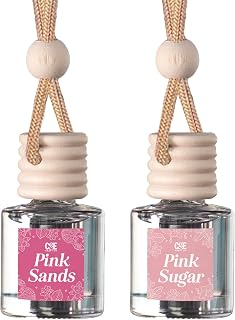 CANDECraftCo Car Air Hanging Fragrance Oil, Car Auto Freshener for Essential Oils, Scents Fragrance Aromatherapy Automobile Diffuser, Long Lasting (Pink Sugar + Pink Sands)