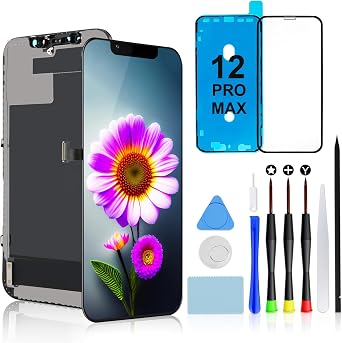 Brinonac for iPhone 12 Pro Max Screen Replacement Kit - 6.7 inch Full HD LCD Display, Touch Digitizer Assembly Set with Repair Tools and Tempered Glass Protector