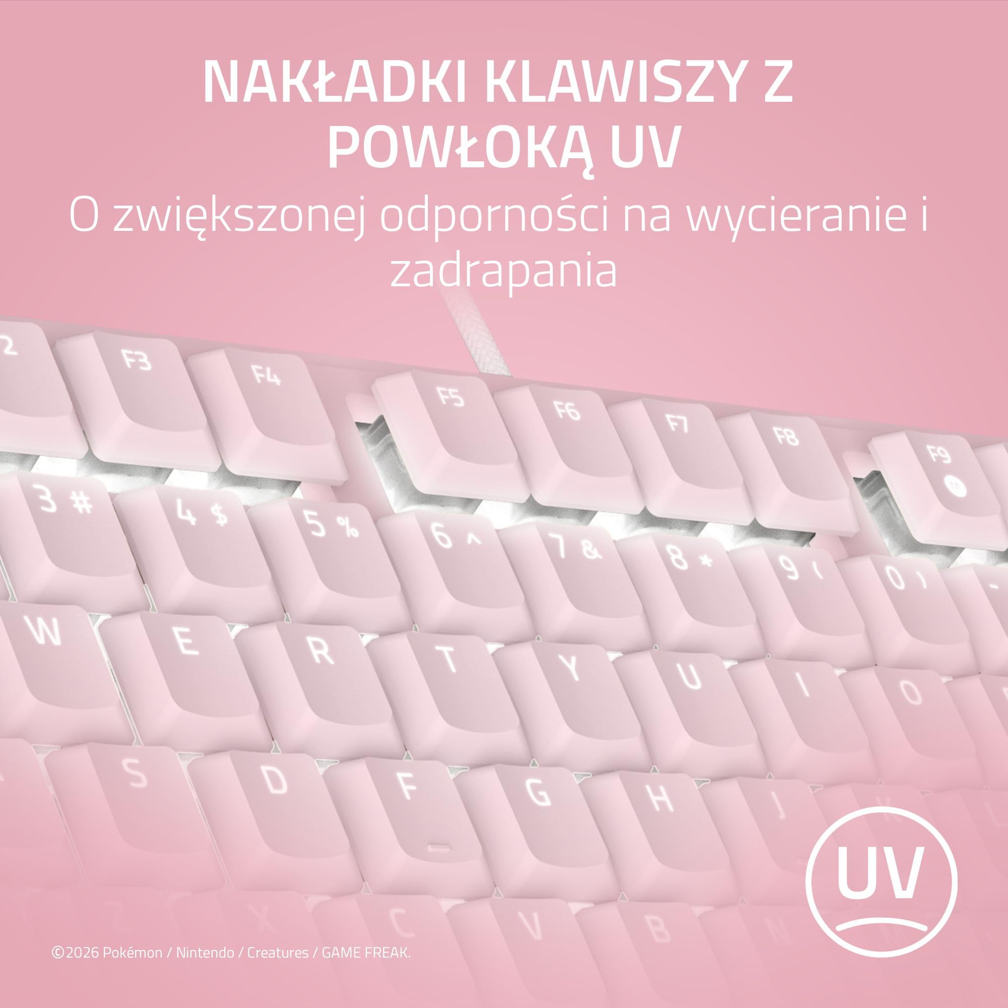 Razer Ornata V3 Tenkeyless Pokémon Pikachu & Eevee - Kompaktowa, płaska klawiatura do gier - Podświetlenie Chroma - Dedykowane multimedialne - klawiszy US QWERTY | Switch membranowe