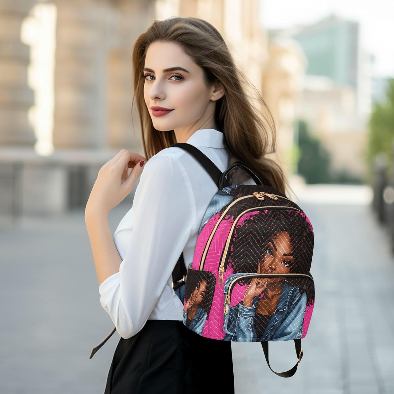 Beautiful Black Girl Mini Backpack Purse for Women Travel Bag Lightweight Shoulder Bag Fashion Daypack