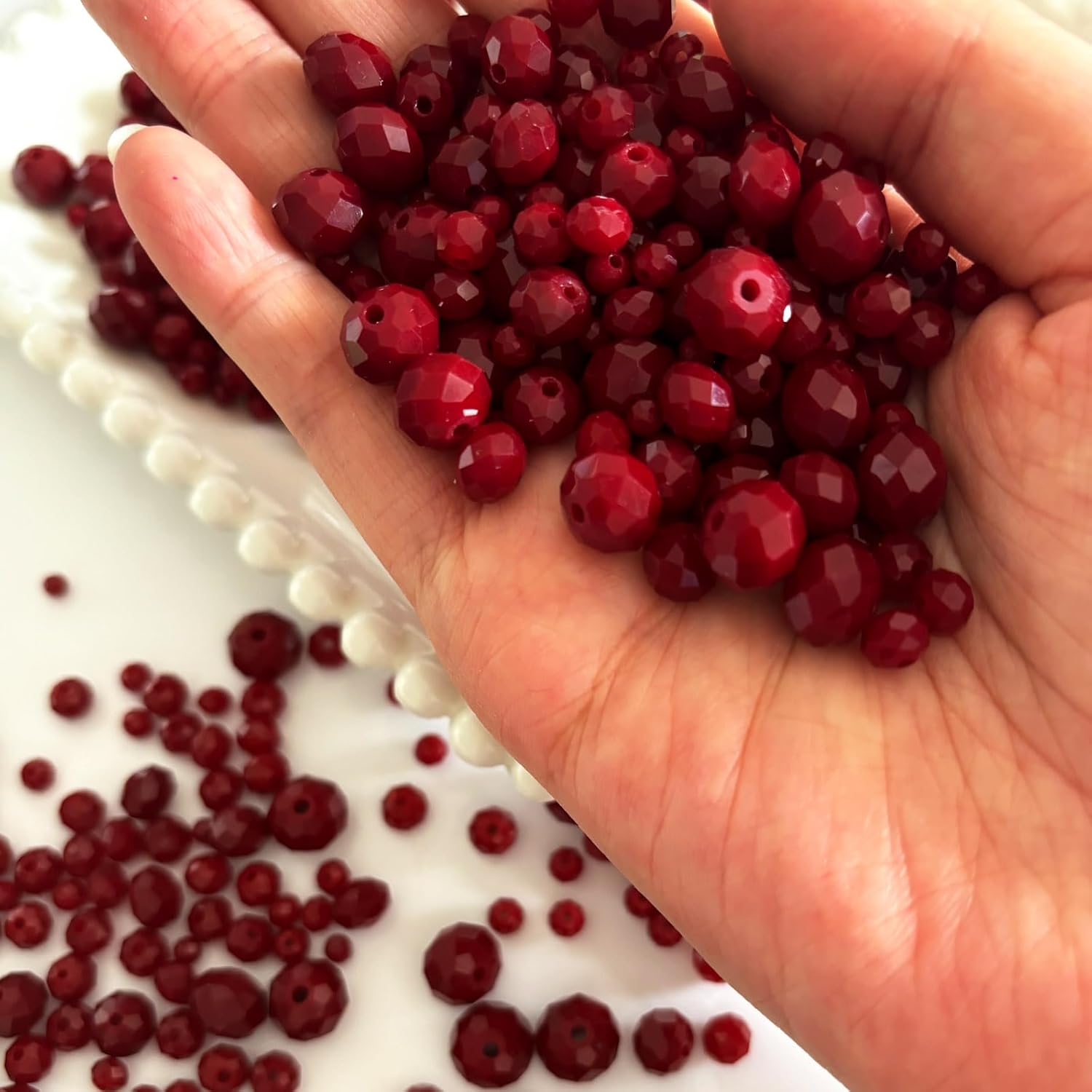 780Pcs Briolette Crystal Glass Beads for Jewelry Making, 3-10mm Faceted Red Crystal Beads for Bracelets, Rondelle Glass Beads Bulk for Crafts Wine Charms Wind Chimes Suncatchers - Image 4