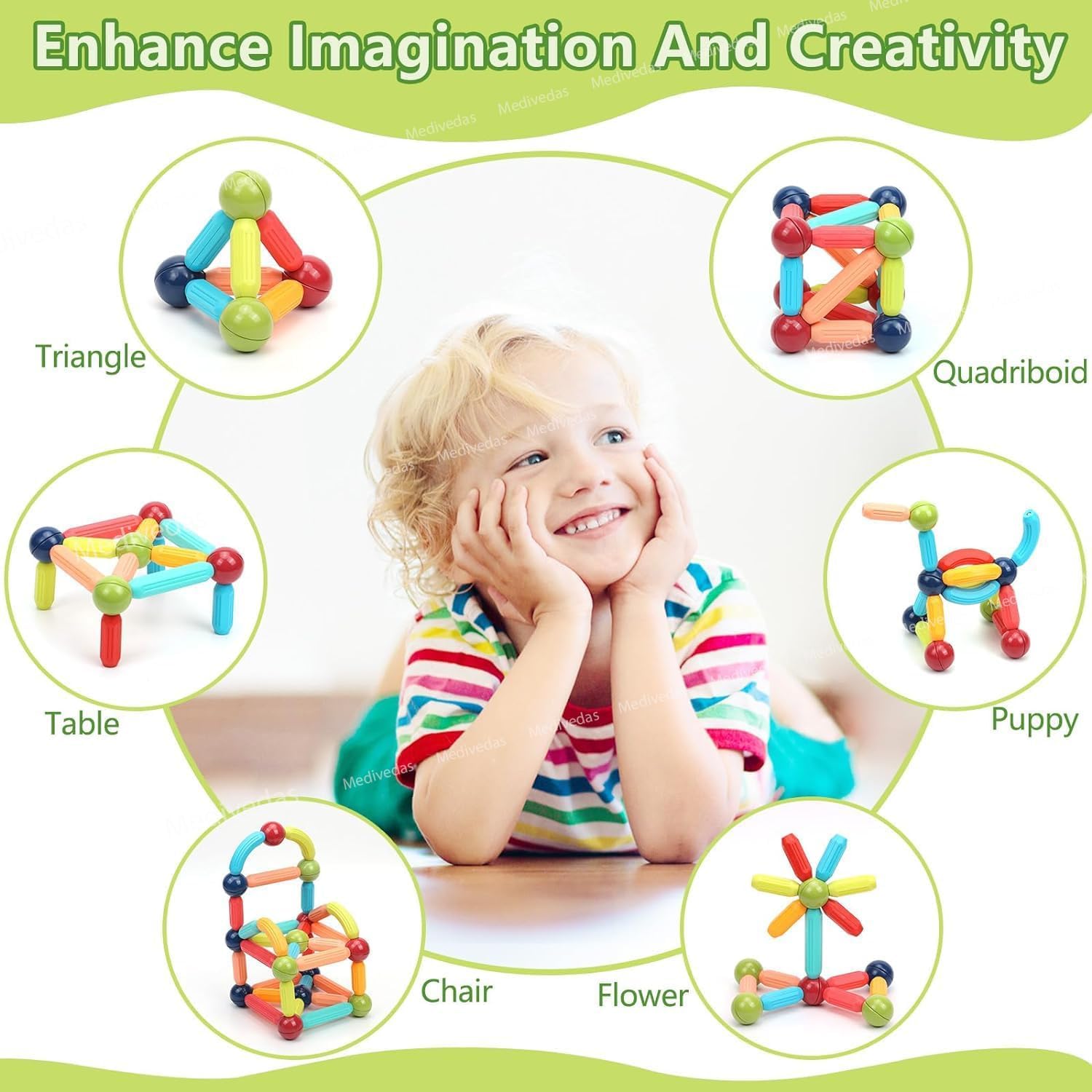 Umadiya® Jumbo Size Magnetic Sticks Building Blocks for Kids Magnetic Toys for Boys Age 3+ Year Old Educational Stem Learning Magnet Stick with Balls Game Set (25 Pcs Magnetic Sticks-Ball) - Image 9 thumbnail
