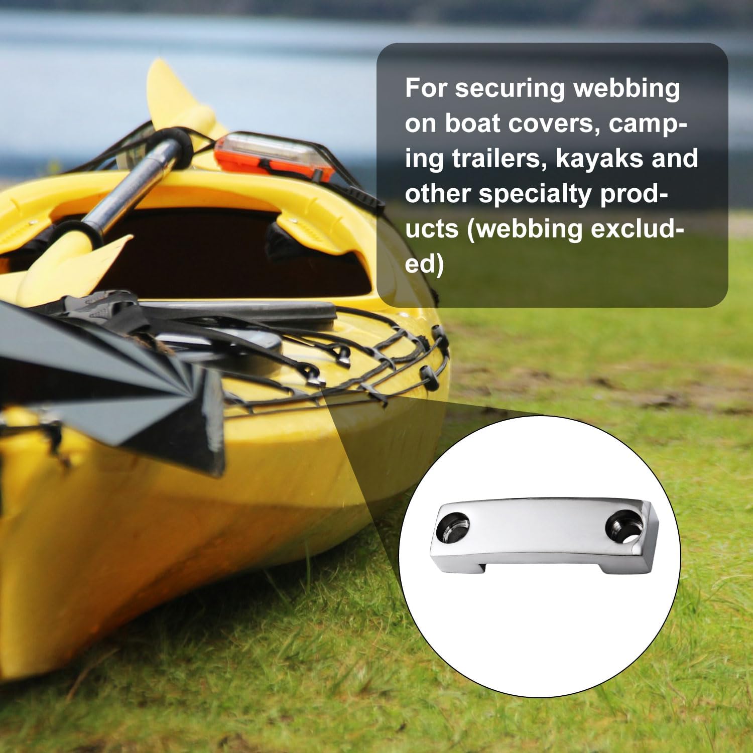 6pcs SS 316 Bimini Top Strap Pad Eyes, 25mm / 1 Inch Stainless Steel Kayak Deck Tie Down Eyelet Heavy Duty Footman Loop Cleat Hardware Screw for Corvette, Buggy, Boat Mount (Webbing Excluded)