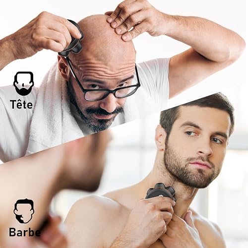 MAXGROOM Rasoir Tête Chauve Homme - Rasoir Électrique Crâne à Têtes Flottantes 7D - Étanche IPX6 & Nettoyage Magnétique - 2 Vitesses - Idée Cadeau Homme - 8