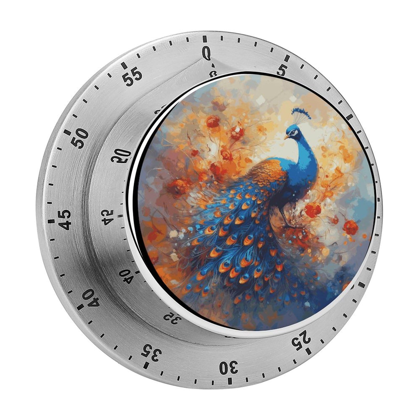 Peacock Printed Waterproof Christmas Timer with Loud Alarm Outdoor Timer for Cooking Exercise Baking