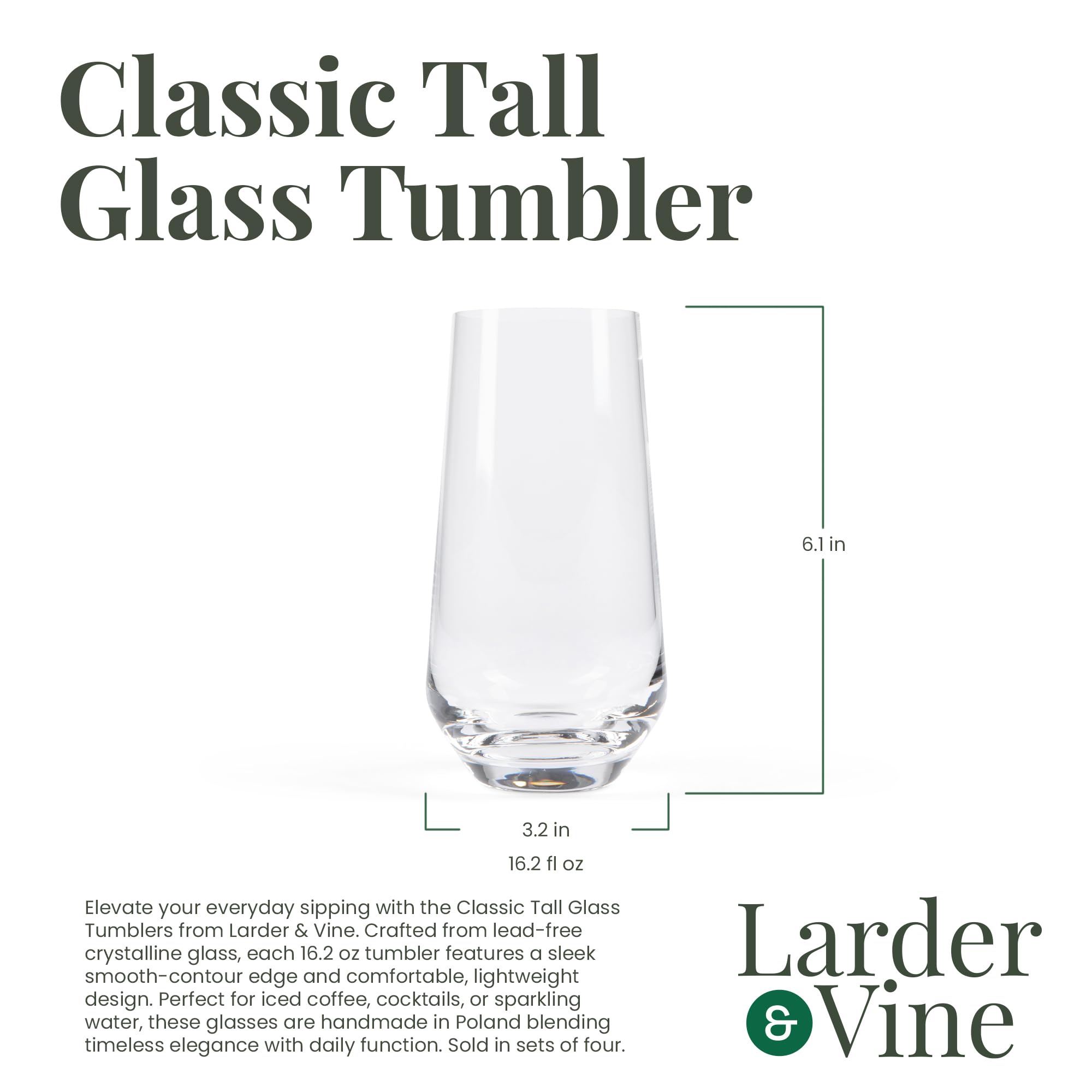 Larder & Vine Trinkgläser, hoch, transparent, 4 Stück