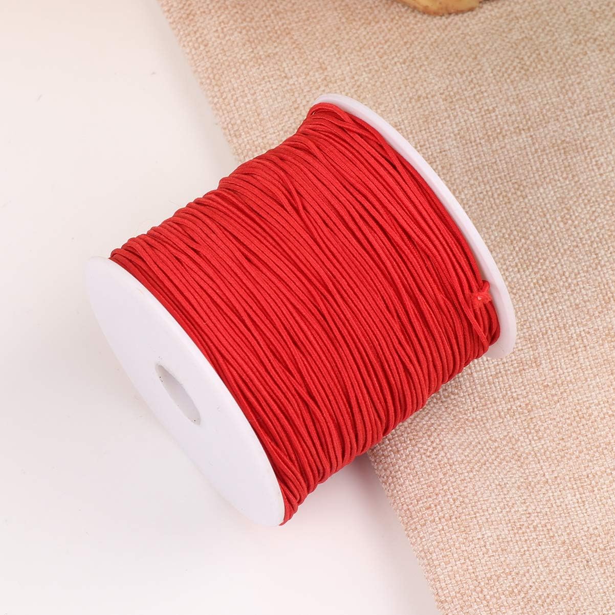TOYANDONA 100 Elastic Band Sewing Tapes Elastic Band Round Cord Spool Rubber Cord DIY Sewing Craft Accessories for Various Clothing Trousers Dress Waist 1 mm 1 Roll Red - Image 5