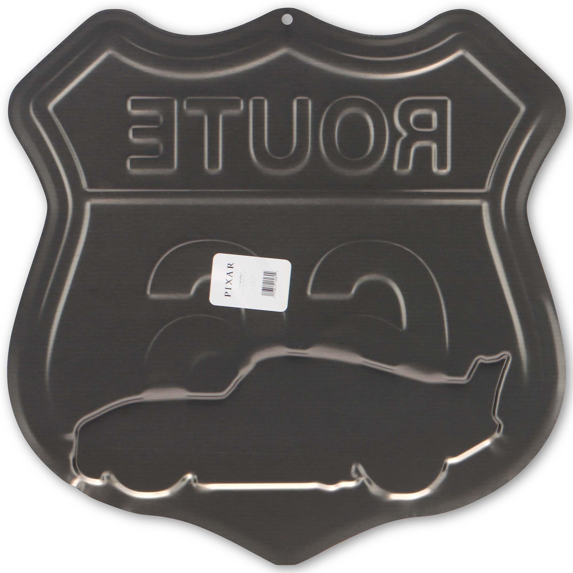 Disney Pixar Cars Saetta McQueen Route 66 Targa in metallo goffrata | Iconic Route 66 Decorazione da parete per camera da letto o garage