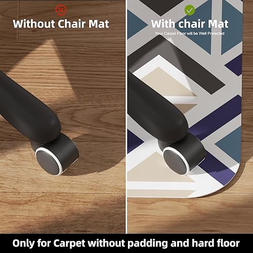 Miniatura 3 de Tapete para silla de oficina, 35 x 40 pulgadas, protector de suelo antideslizante para sillas con ruedas de madera dura y fácil deslizamiento