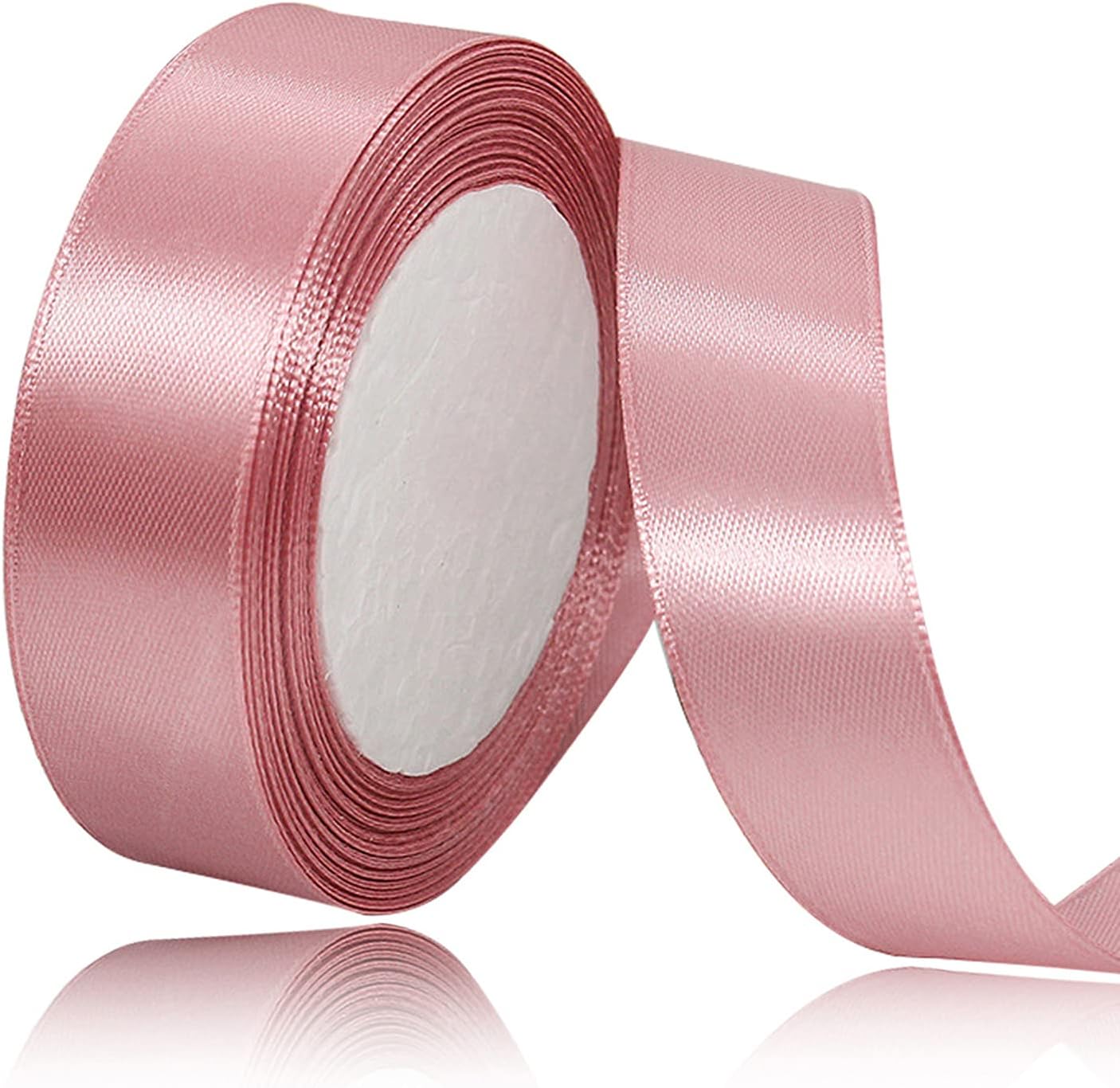 Rose Gold Satin Ribbon 1 Inches x 25 Yards, Solid Color Fabric Ribbon for Gift Wrapping, Crafts, Hair Bows Making, Wreath, Wedding Party Decoration and Sewing Projects
