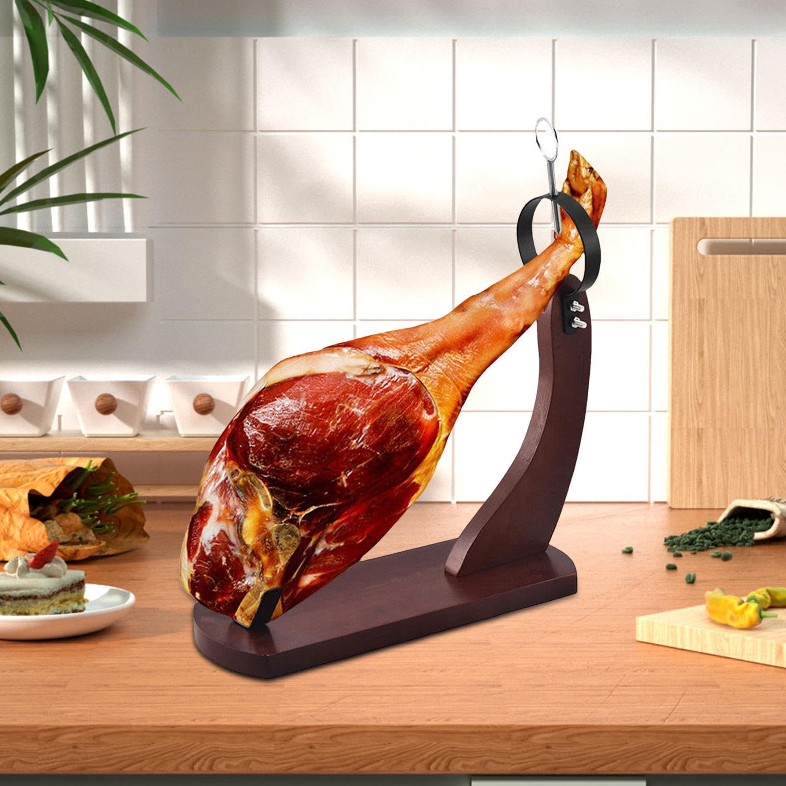Generisch Support à jambon Espagne - Support en bois - Support à viande | professionnel - Ferrures métalliques de qualité supérieure - Accessoire de cuisine ultra fin et durable - Support fait à la m