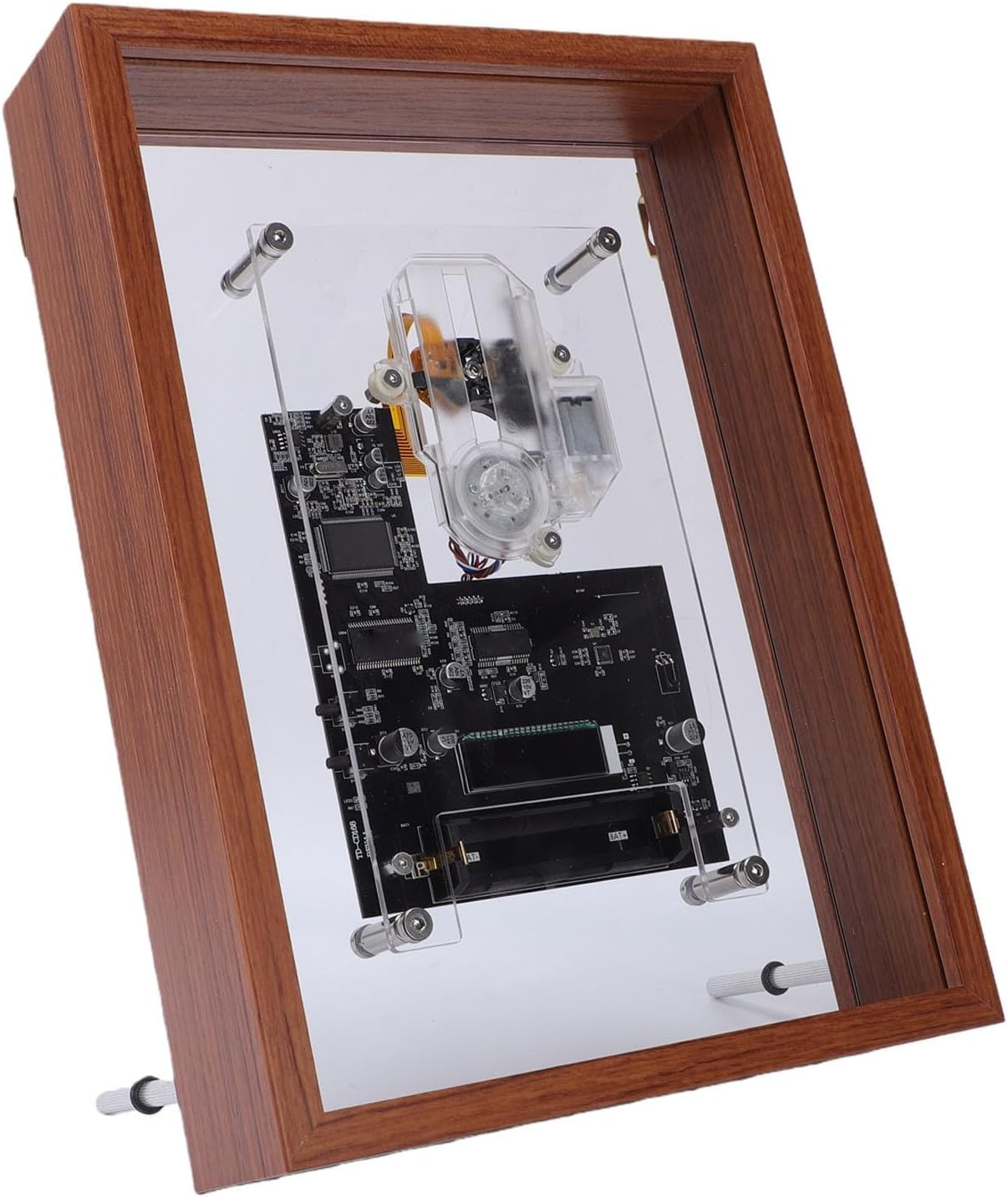 Retro Music Photo Frame CD Player, Transparent Industrial Art Decor with Bluetooth 5.0 and AUX Input, Wall Mountable and Tabletop Design for Home Bedroom Living Room