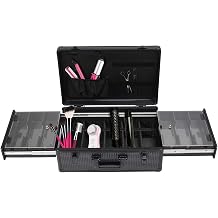 Beauty Professional Barber Case, Barber Clipper Case With 2 Side Pull Out Trays, Large Capacity Aluminum Cosmetic Case for Hair Stylists, Makeup Artists