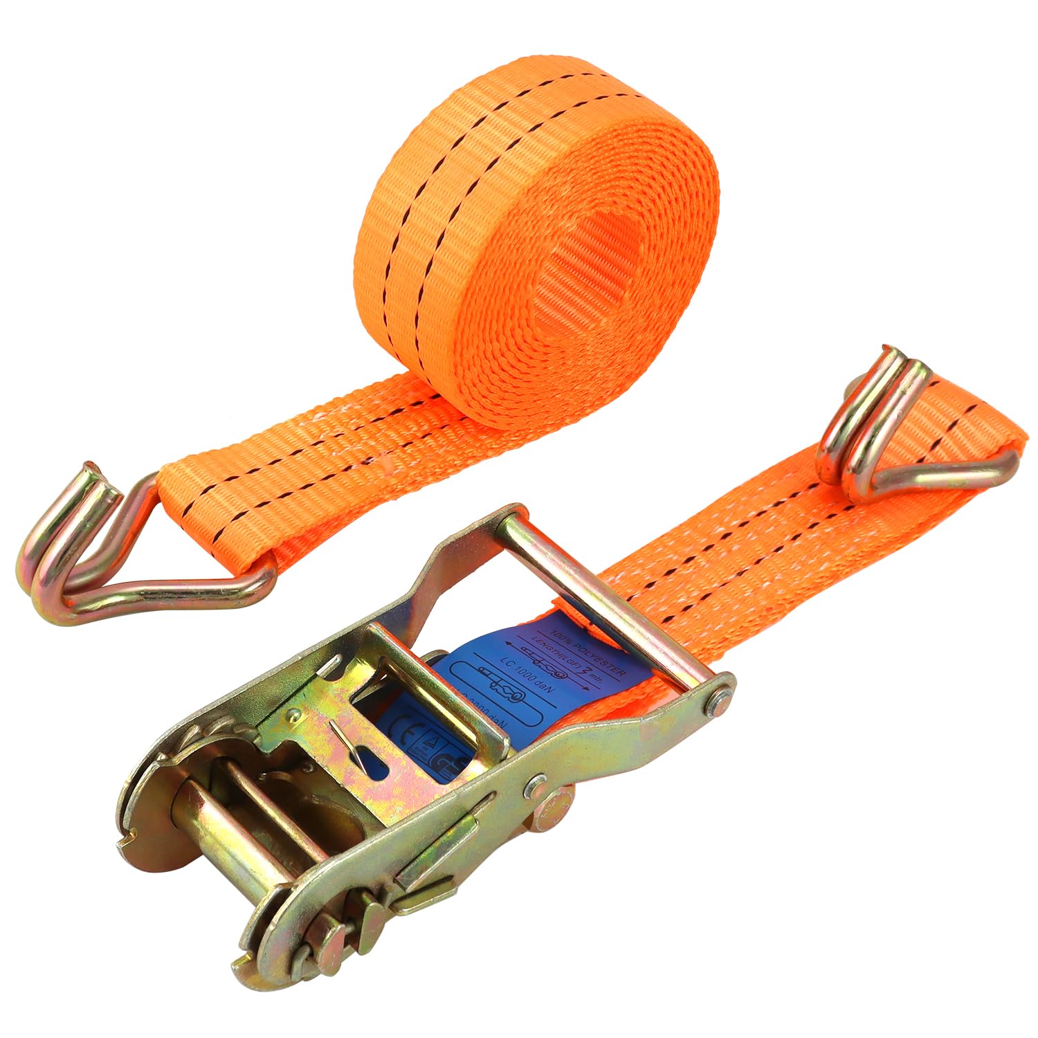 QWORK® 4X Sangles d'arrimage Transport de Voiture 38 mm Largeur de Sangle 3 m de Longueur, Sangles de Serrage pour Transport de Voiture 3 tonnes, Orange