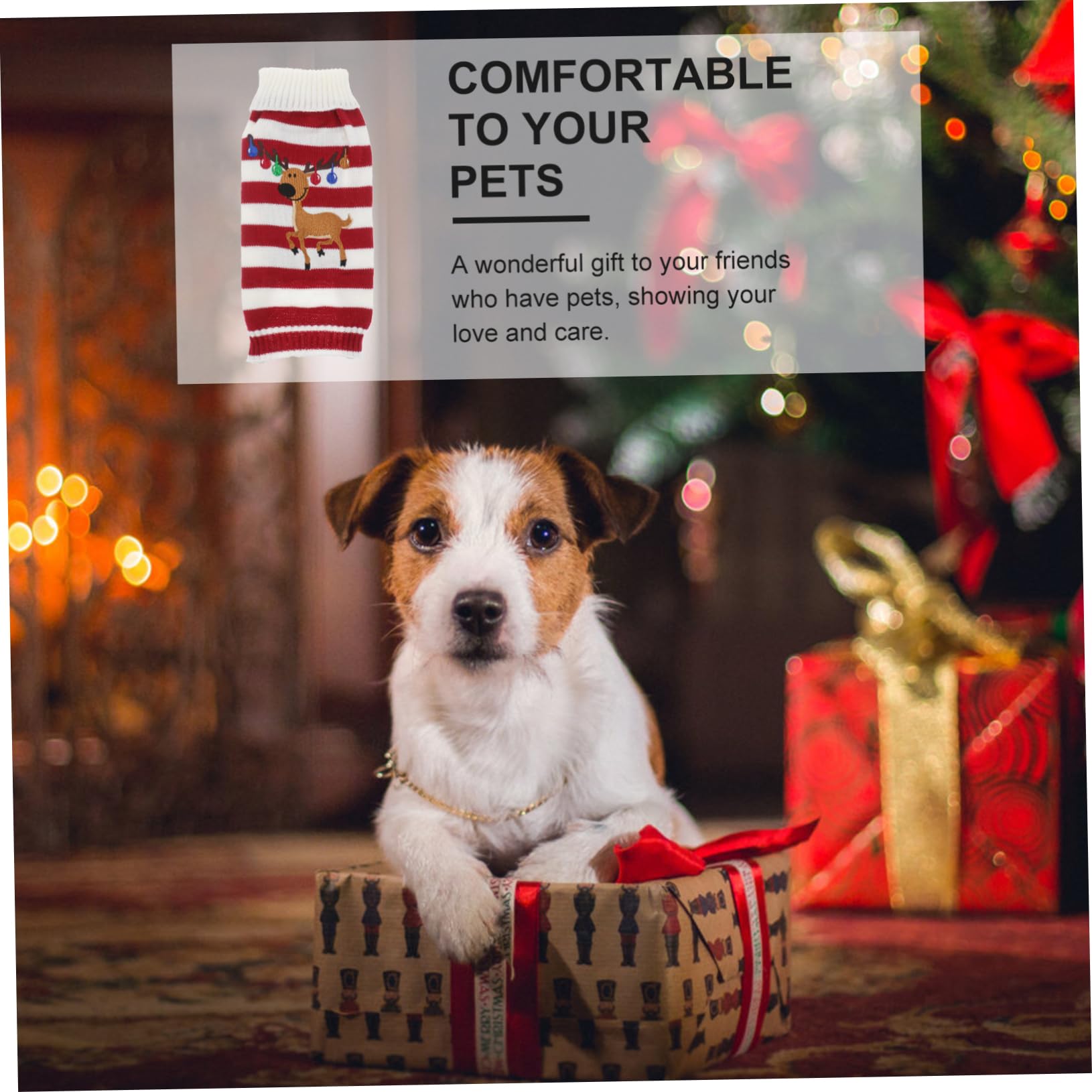 SUPVOX Pull Tricoté pour Chien Rouge Motif Cerf sans Manches en Fibres Acryliques, Vêtement d'hiver pour Célébration de Noël et Fêtes Festives