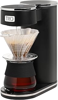 TRU Automatic Pour Over Coffee Maker with Digital Controls - Auto Coffee Maker with Plastic Cone Dripper - Coffee Brewer for Household Use