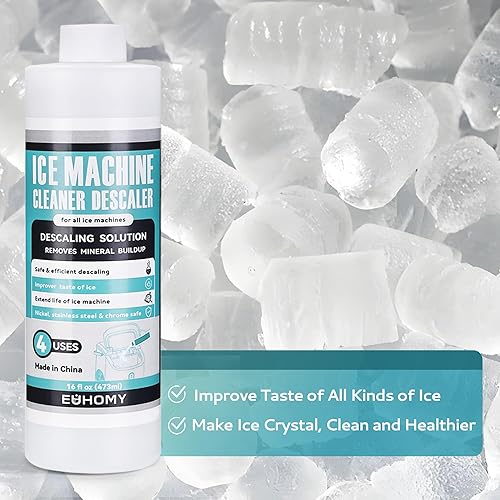 Miniatura 3 de EUHOMY Limpiador de máquina de hielo, descalcificador, limpiador para máquina de hielo de 16 onzas líquidas (4 usos por botella), solución universal