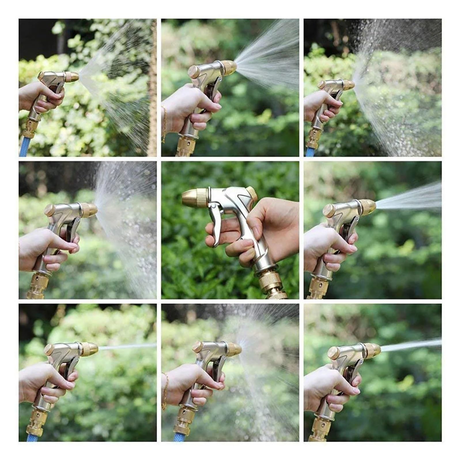 Pistola pulverizadora con manguera Boquilla, Spray de jardín metal alta presión: boquilla 360, rosca 3/4 pulgada for riego, lavado autos(1 Set)