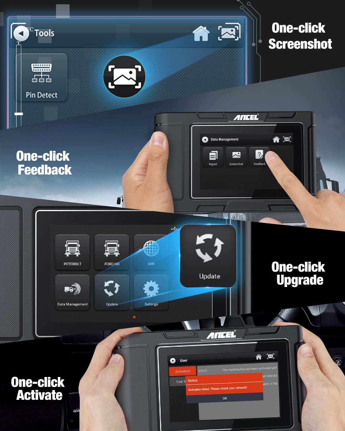 ANCEL HD3100pro Full System Heavy Duty Truck Diagnostic Scanner, OBD2