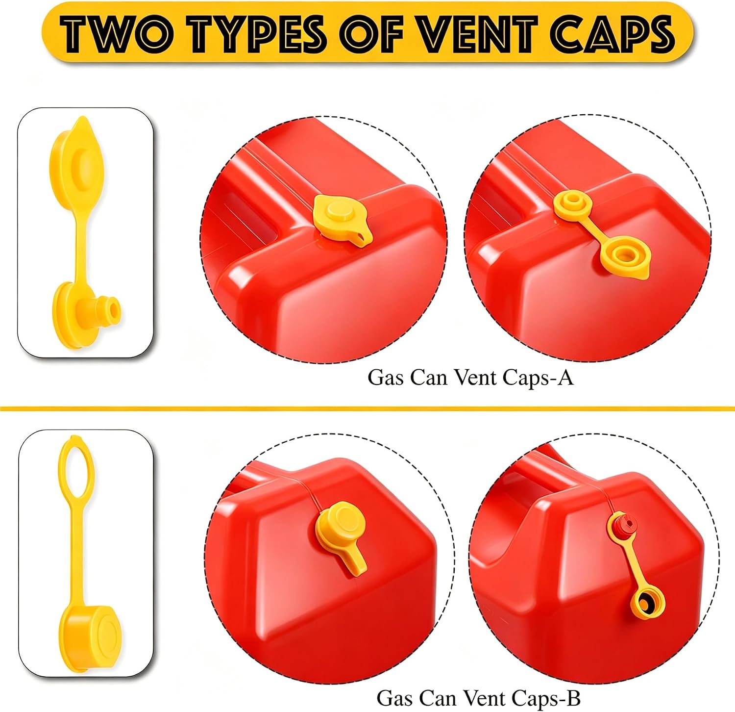 3 Kit Gas Can Spout Replacement Set, Flexible and Retractable Nozzle, Durable Anti-Spill with Screw Collar Caps, Spout Cover, Base Cap, Drill Bit, Fit for 1/2/5/10 Gallon Gas Can(Yellow)