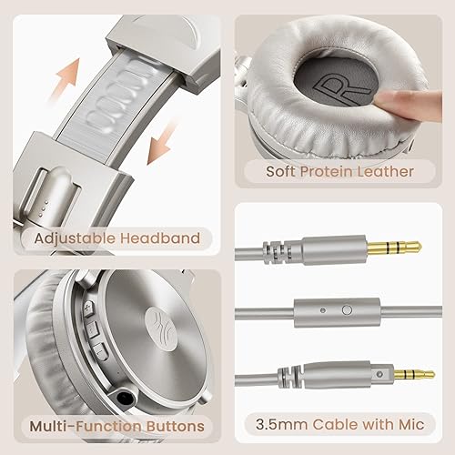 Miniatura 7 de OneOdio Auriculares Bluetooth sobre la oreja, 110 horas de sonido estéreo inalámbricocon cable, auriculares plegables con graves profundos