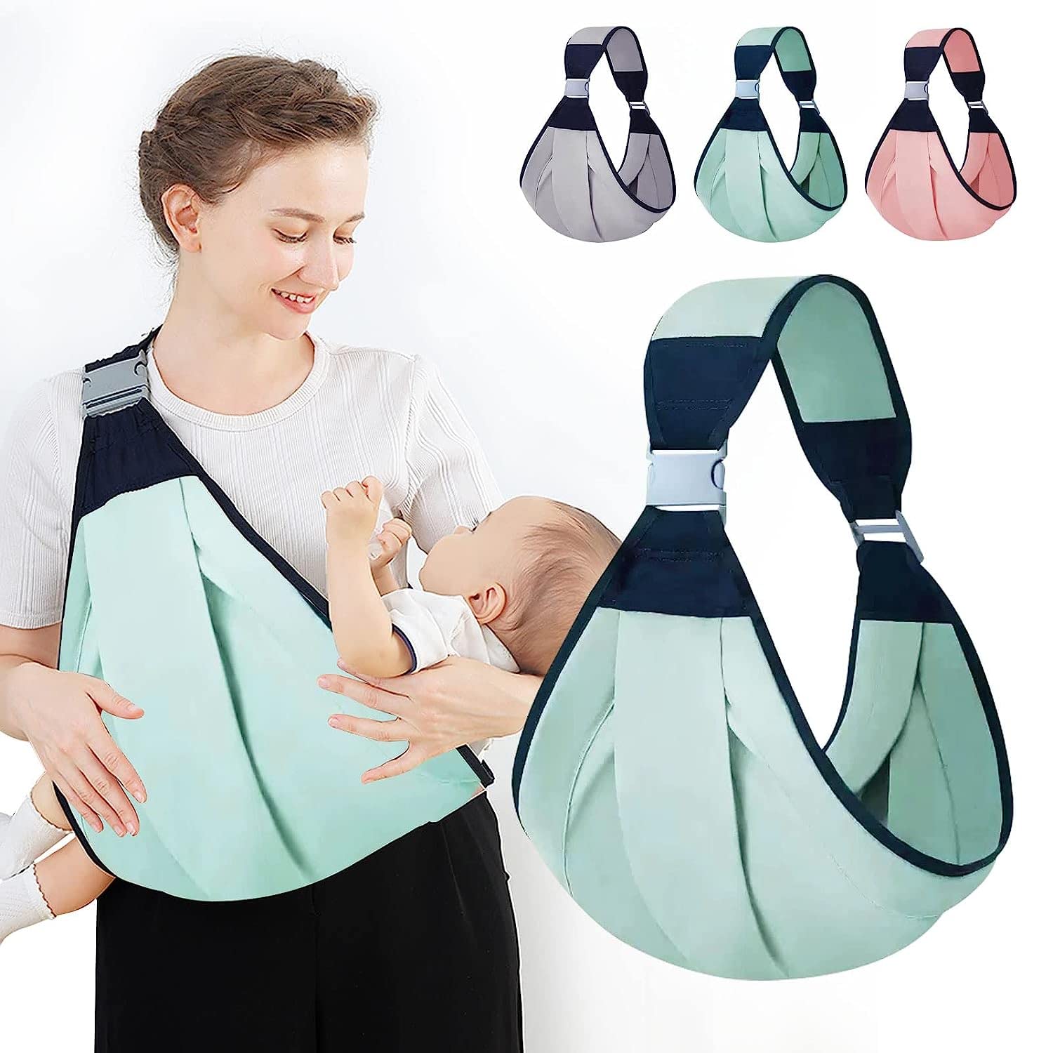 Arabest Baby Sling Carrier, Adjustable Baby Holder, Half Wrapped Sling Hip Carrier, One Shoulder Labor-Saving, Lightweight Baby Carrier for Newborn to Toddler Up to 45 lbs (Green)