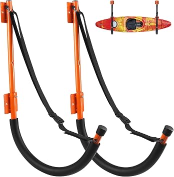 Kayak Storage,Kayak Wall Mount,Heavy Duty Steel Kayak Storage Rack Holds Up to 100 LBS with EVA Protector for Hanging Bicycle Surfboard Snowboard6 Color,2 Style
