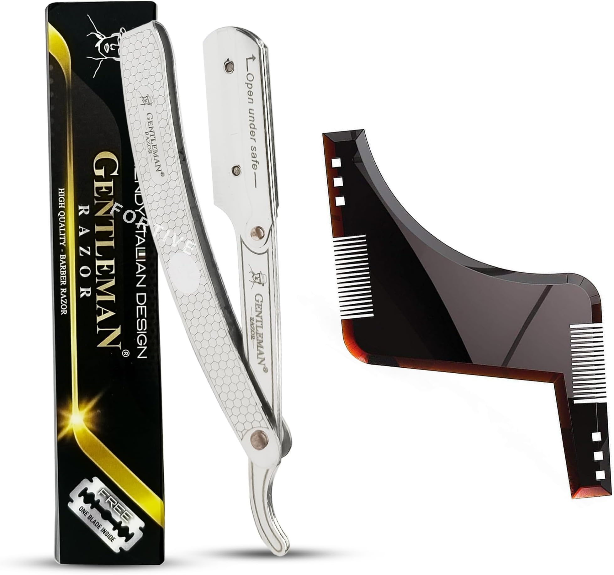 Gentleman Barber Folding Face Razor for Men - Stainless Steel Shaver for Men with Free Blade, Beard Shaper Tool - Straight Razor for a Precise and Smooth Shaving