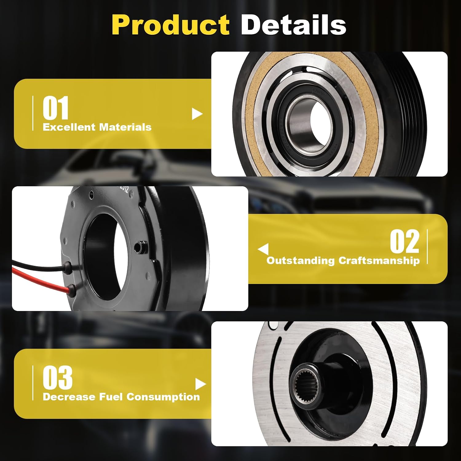 Air Conditioner AC Compressor Clutch Kit Compatible with 2005-2007 Jeep WK Series Grand Cherokee, 2006-2007 XK Series Commander, 3.7L 4.7L,CO10801C, 77361, 78361