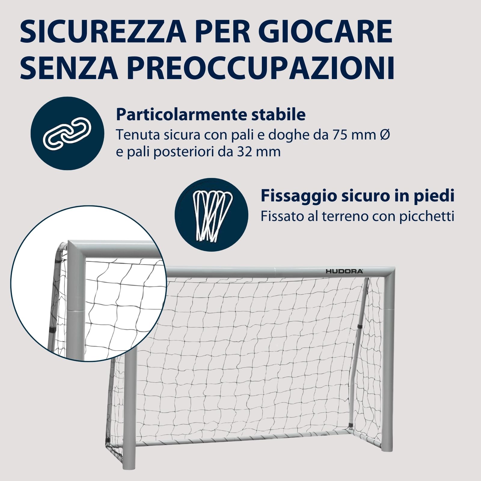 HUDORA Porta Calcio Expert calcio porta resistente all'acqua stabile rete fitta