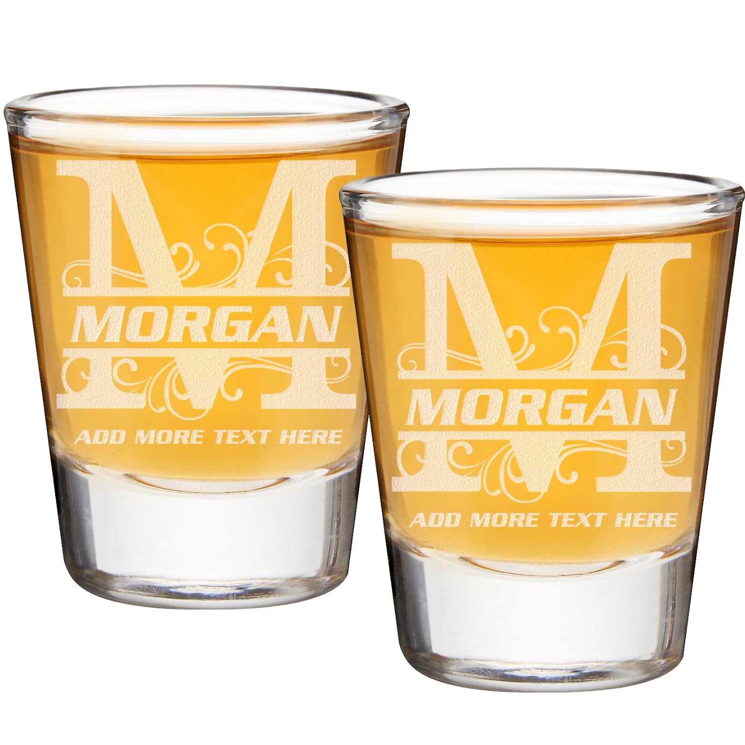 Personalized Set of 2 Shot Glasses, 2oz Customized Shot Glass, Custom Laser Etched Monogram Gifts