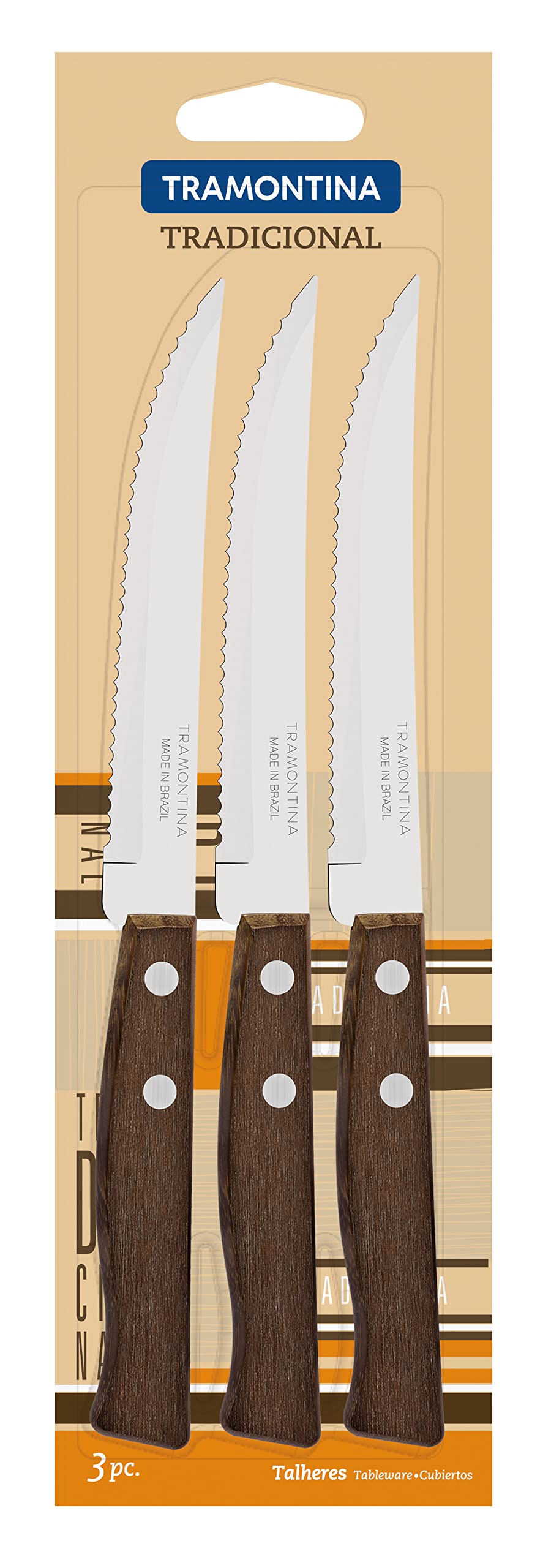 Tramontina Juego de Cuchillos para Carne en Acero Inoxidable 3 Piezas