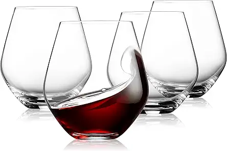 Godinger Stemless Wine Glasses - European Made, Set...