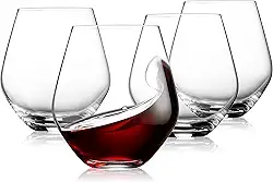 Godinger Taças de vinho, taças de vinho sem haste, taças de vinho tinto, taças de vinho, taça de vinho sem haste - 500 ml, conjunto de 4 - Feito na Europa