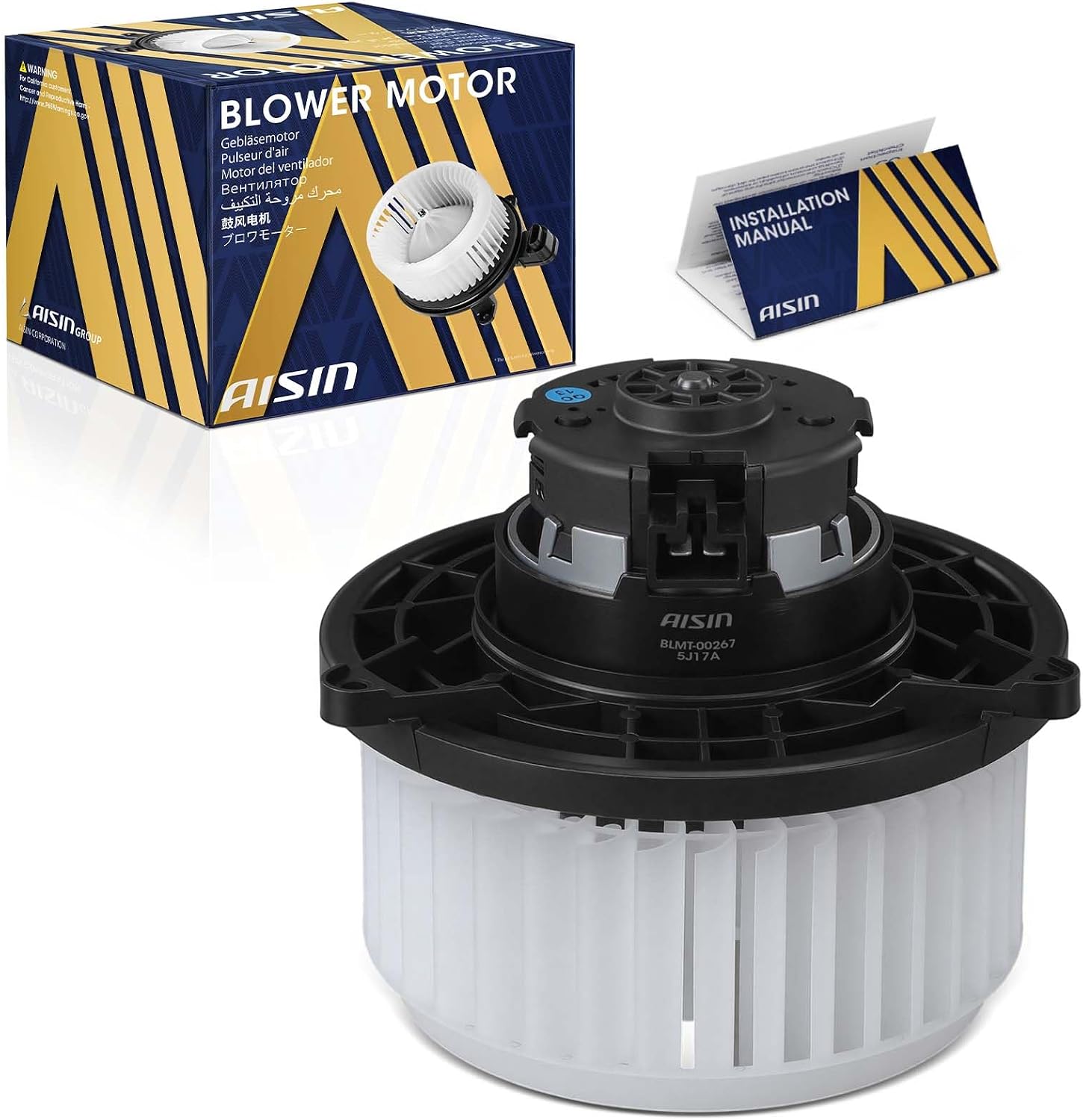 AISIN HVAC Blower Motor with Wheel Assembly (Front) — Compatible with Toyota Tacoma 2016-2023