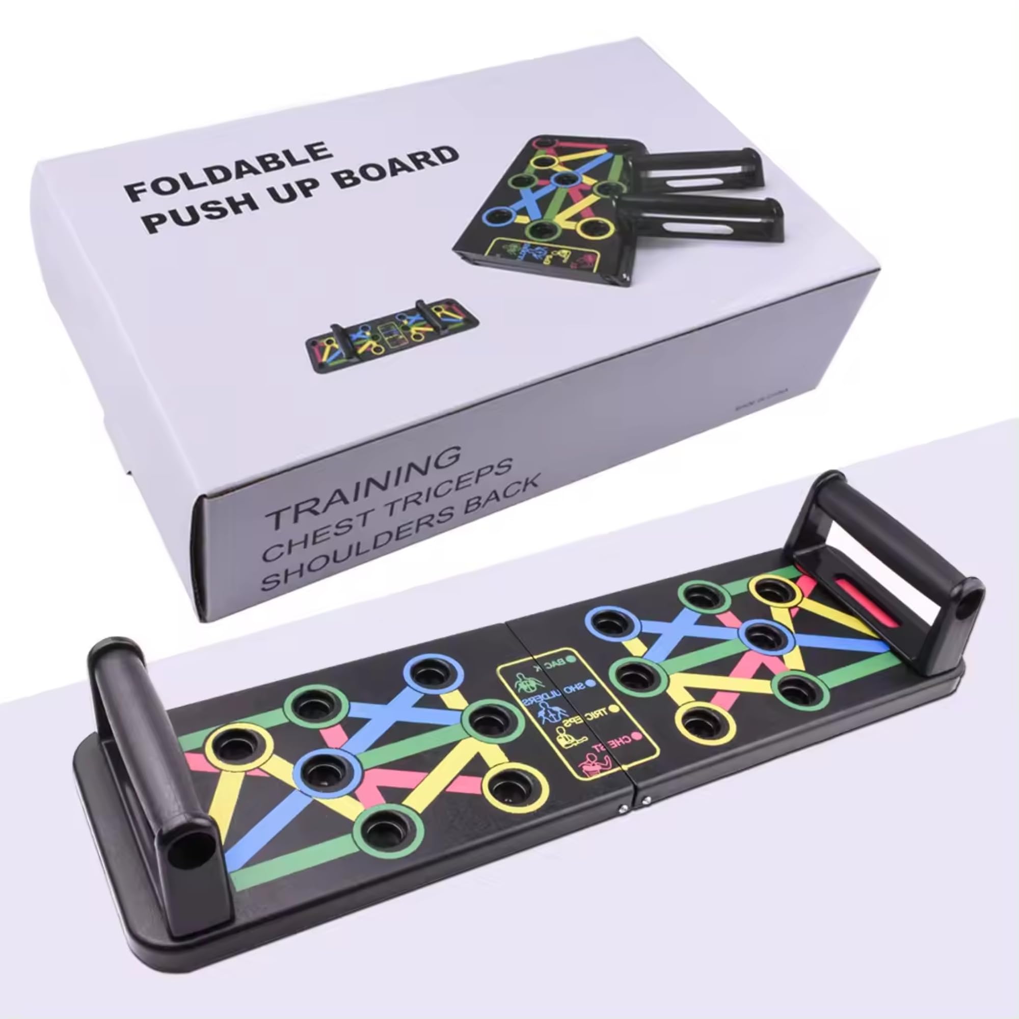 Push Up Board – Home Workout Strength Training Equipment, Push Up Bar with 30+ Color Coded Combo Positions|Portable Gym Accessories foldable Push Up Board for Men and Women-image-49