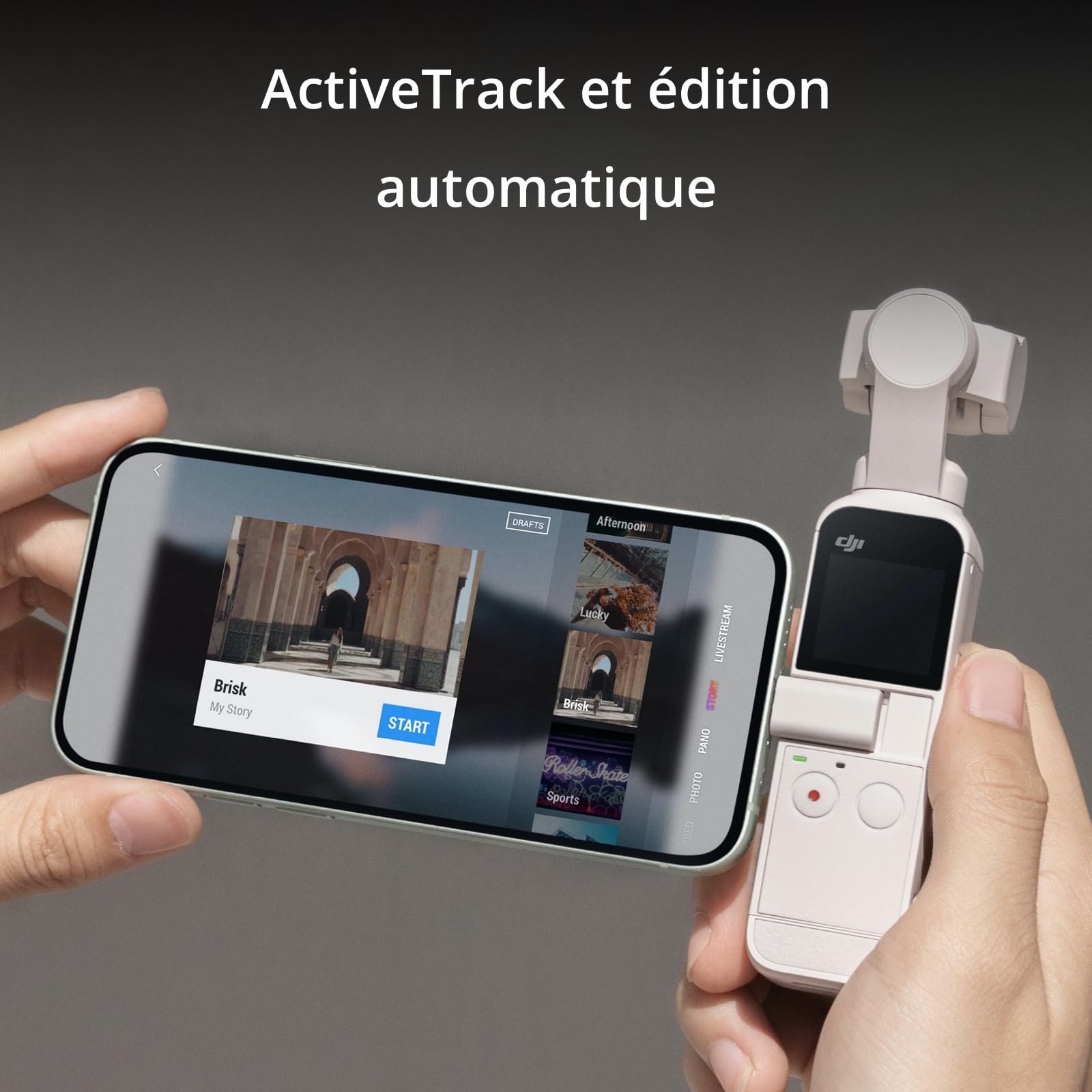 DJI Pocket 2 - Caméra 4K à Stabilisation 3 Axes, Vlog, Vidéo Ultra HD, Photo Haute Résolution 64 MP, 1/1.7” CMOS, HDR, Réduction du Bruit, Timelapse, Slow Motion, 8x Zoom, Livestreaming , Noir