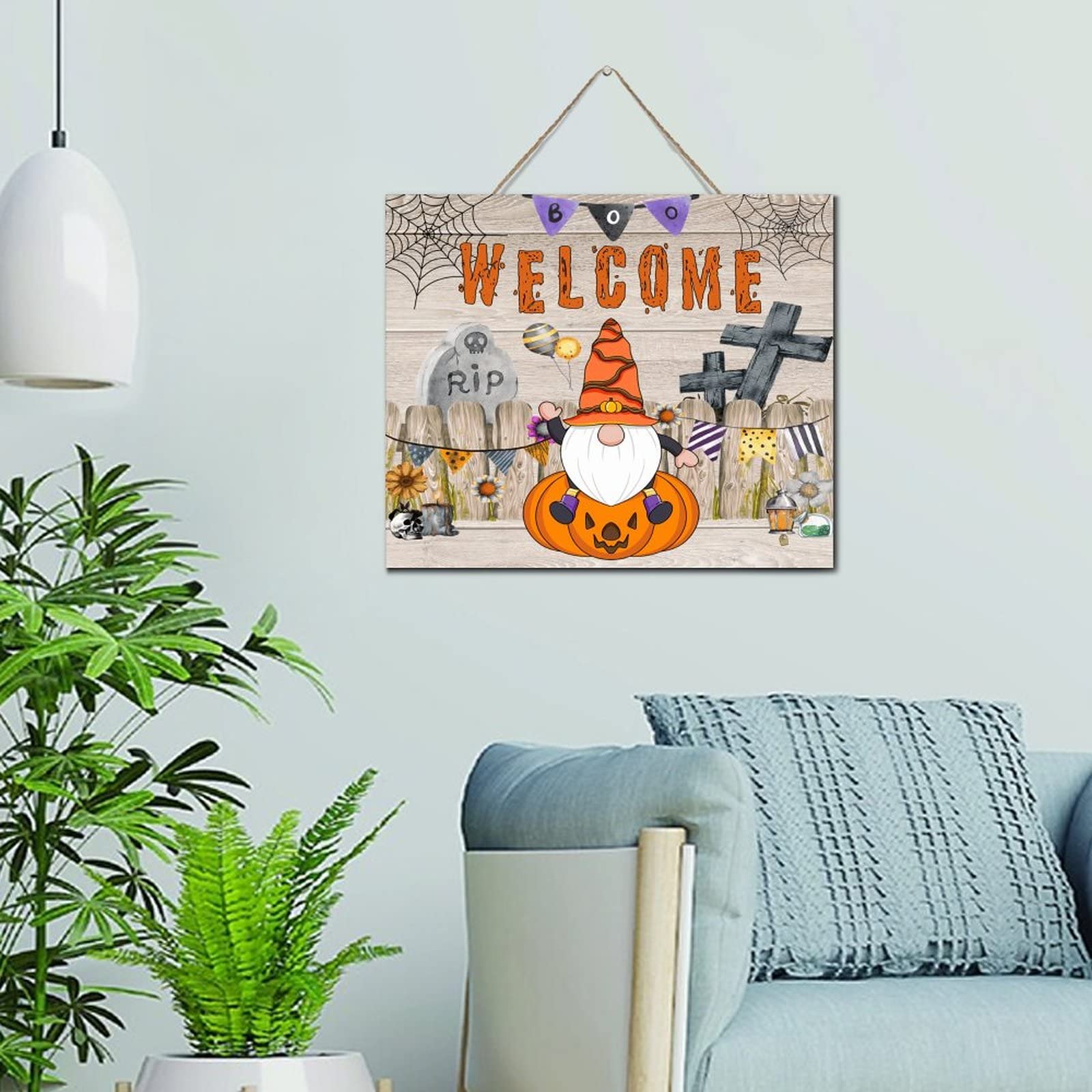 Panneau de décoration murale d'Halloween effrayant en bois brut fait pour durer