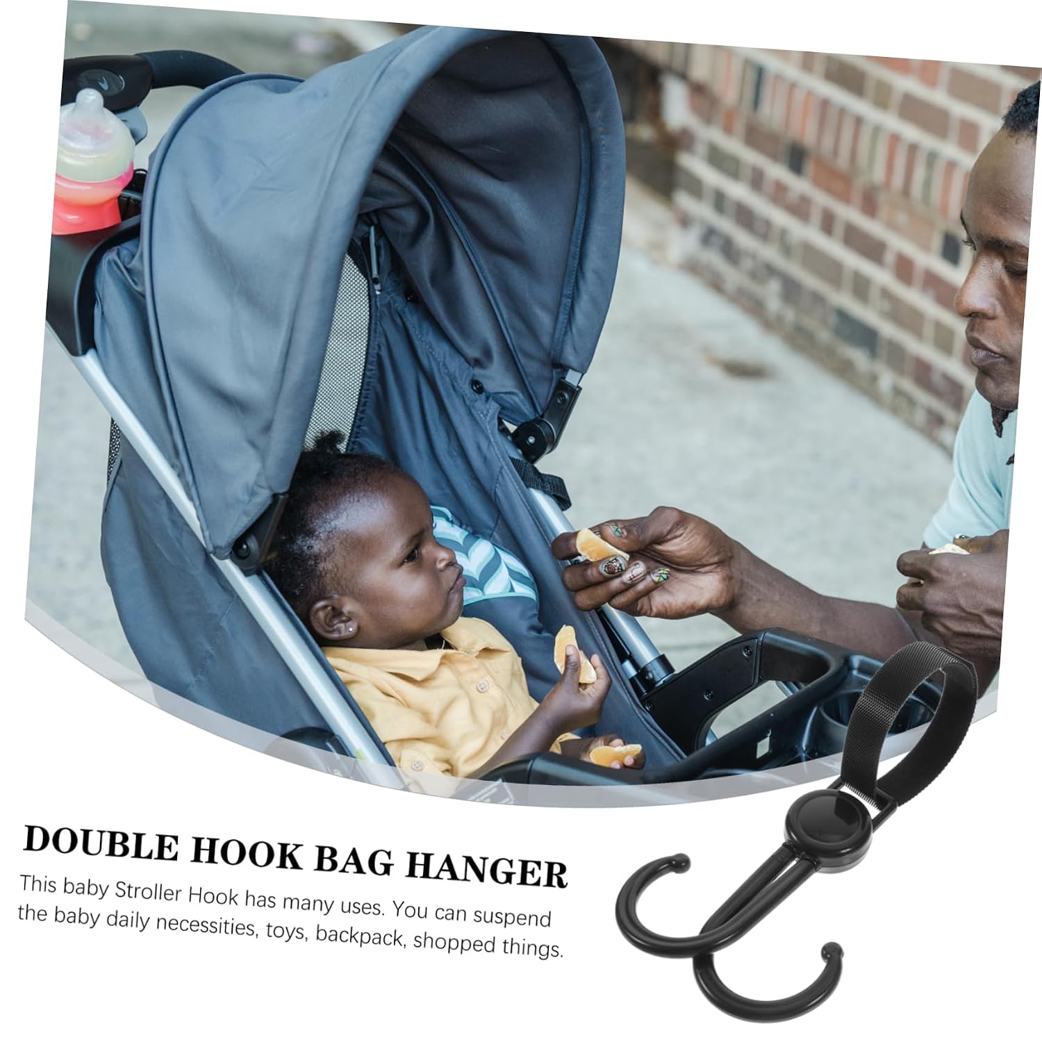 MERRYHAPY 5pcs Double Hook Stroller Hanger Convenient Hooks for Shopping Bags Diaper Bags and Household Items and Reusable Accessory for Strollers Trolleys and