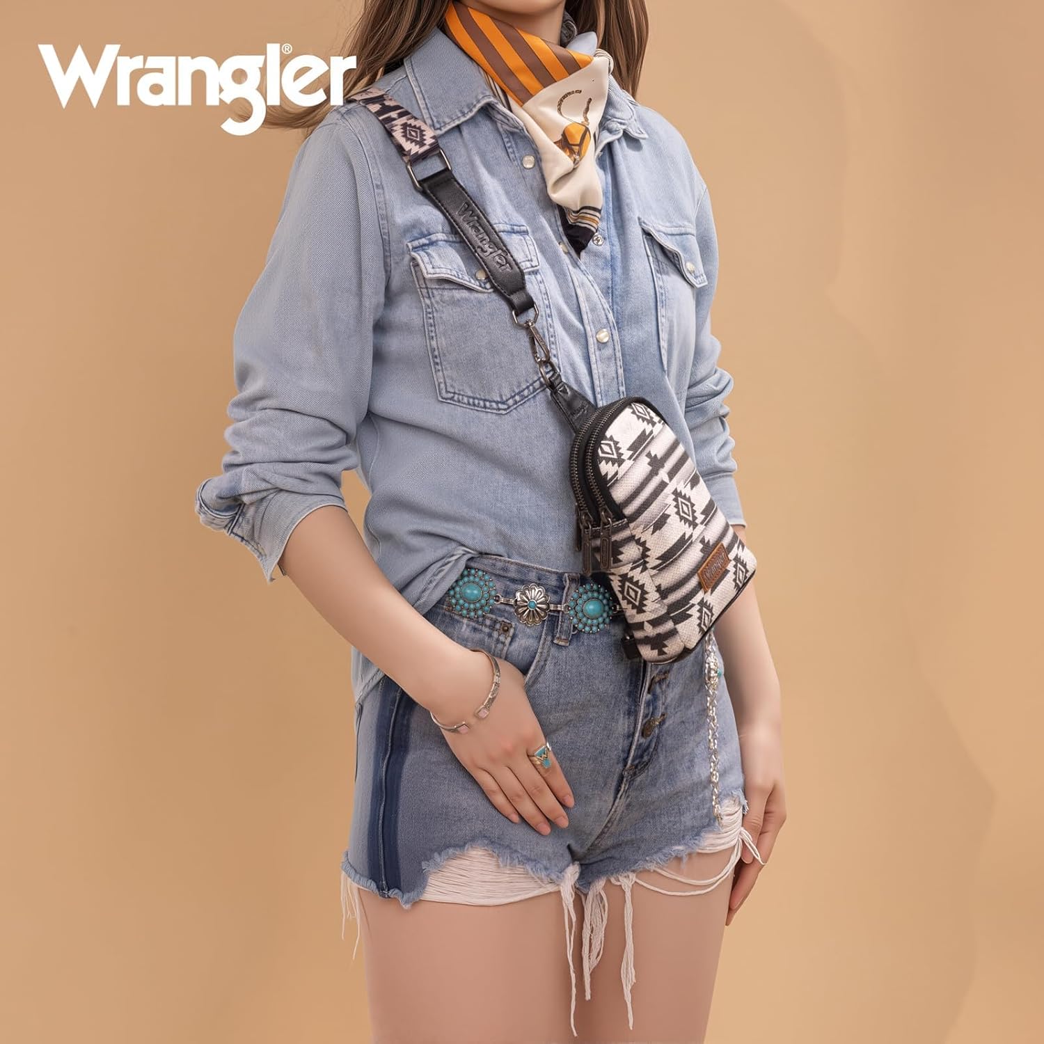 Wrangler Aztec Sling Bag - Southwest Crossbody Trendy Chest Bag - Image 3