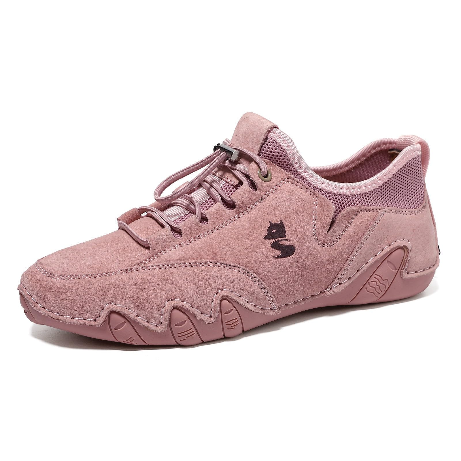 Zapatos casuales para mujer, zapatos casuales para mujer, botas chukka al tobillo, mocasines transpirables, hechos a mano, a la moda, tenis de caña media para caminar y conducir, Pink, 40 EU