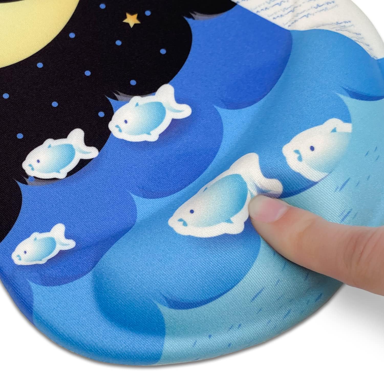 excovip Blue Moon Mouse pad and Keyboard with Wrist Support Cool Funny one Piece Gamer 3D Christmas Company The Office Lap pc Magic Thick Desktop mat Laptop Size Clear Gel alfombrilla de ratón 3519